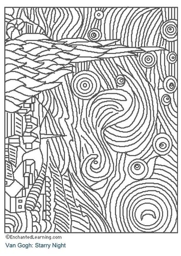 coloriage nuit etoilee img 3204 starry night art handouts ancre