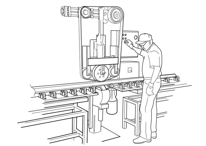 Coloriage actionner une machine