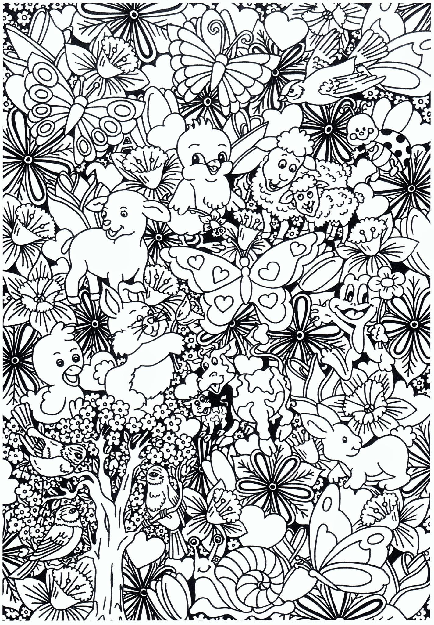 Coloriage animaux dans la forAªt