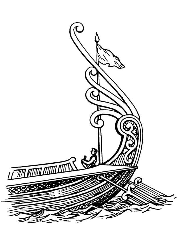 Coloriage bateau - poupe avec gouvernail