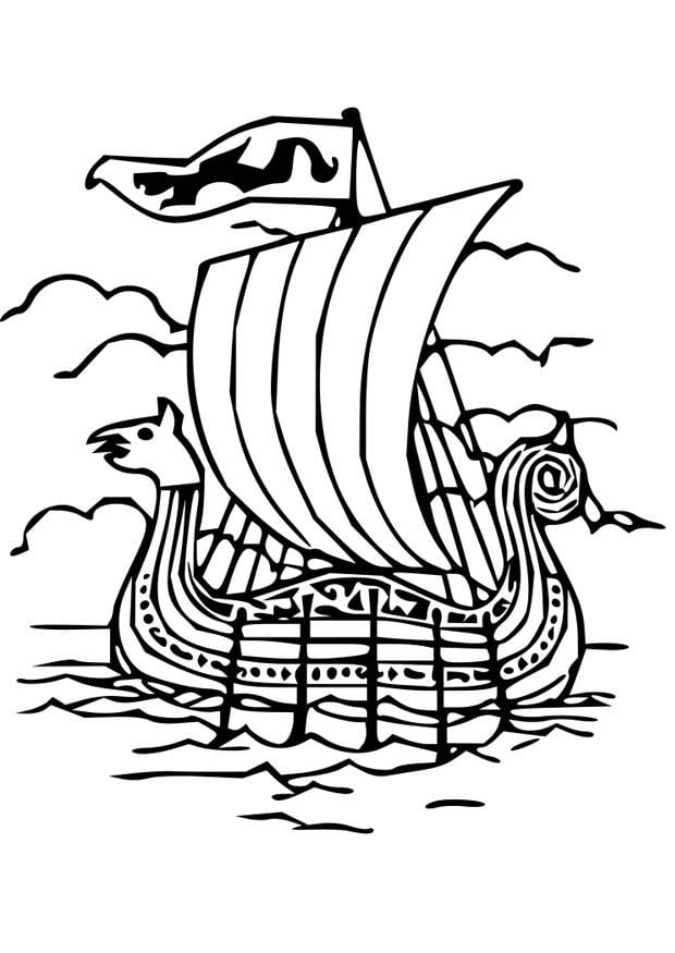 Coloriage bateau viking