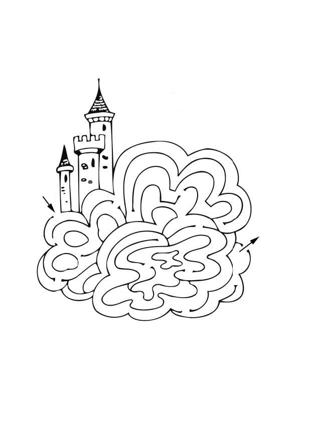 Coloriage chateau labyrinthe