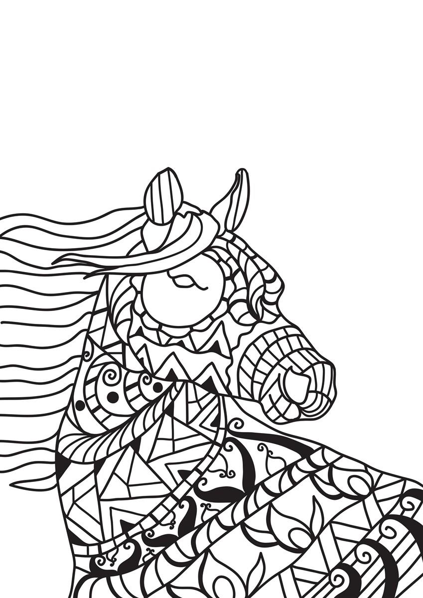 Coloriage cheval dans le vent