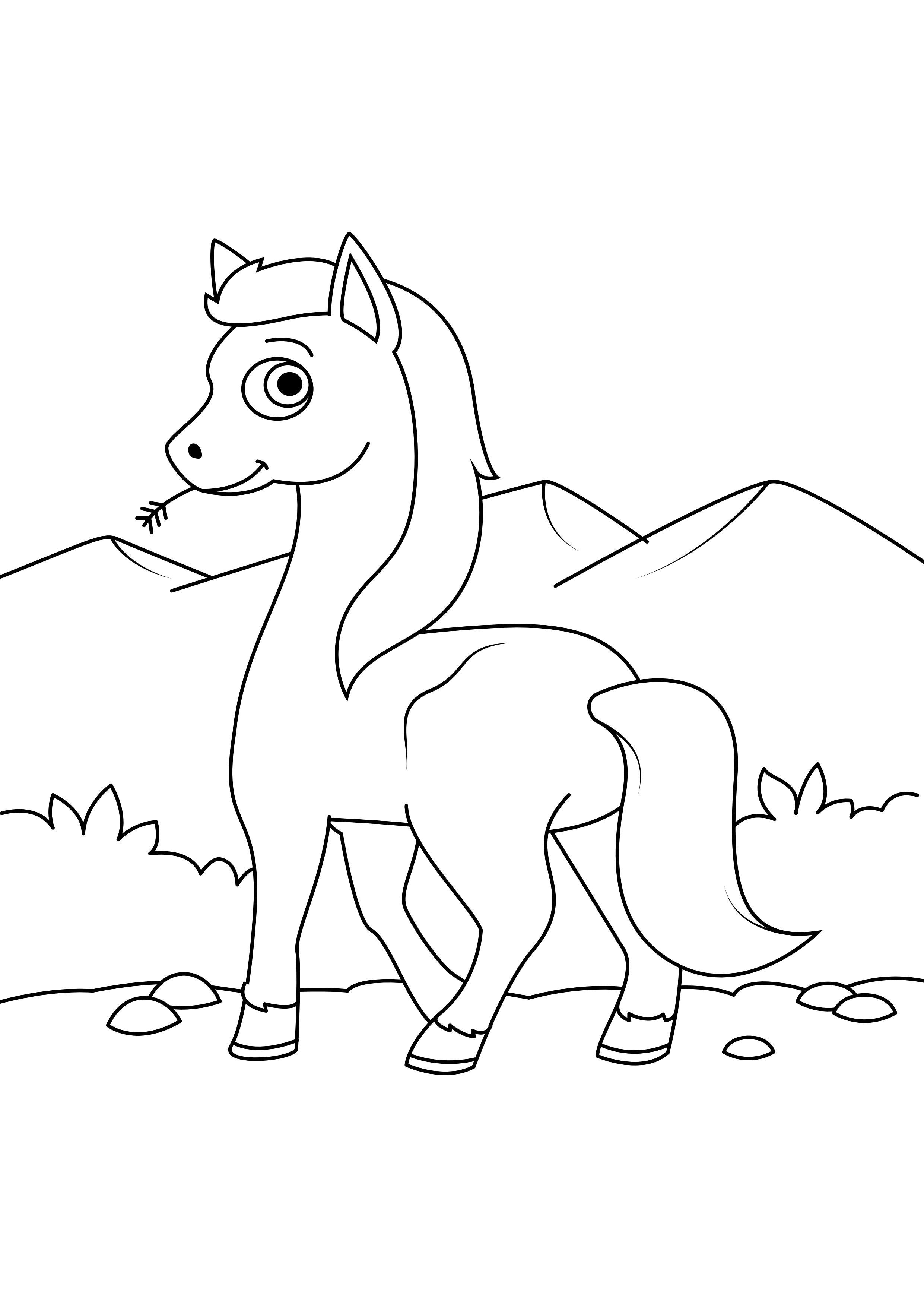 Coloriage cheval sur le pouce