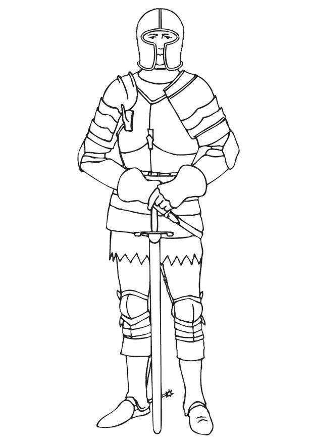 Coloriage chevalier avec son armure