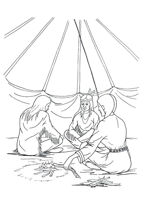 Coloriage chez soi dans le tipi