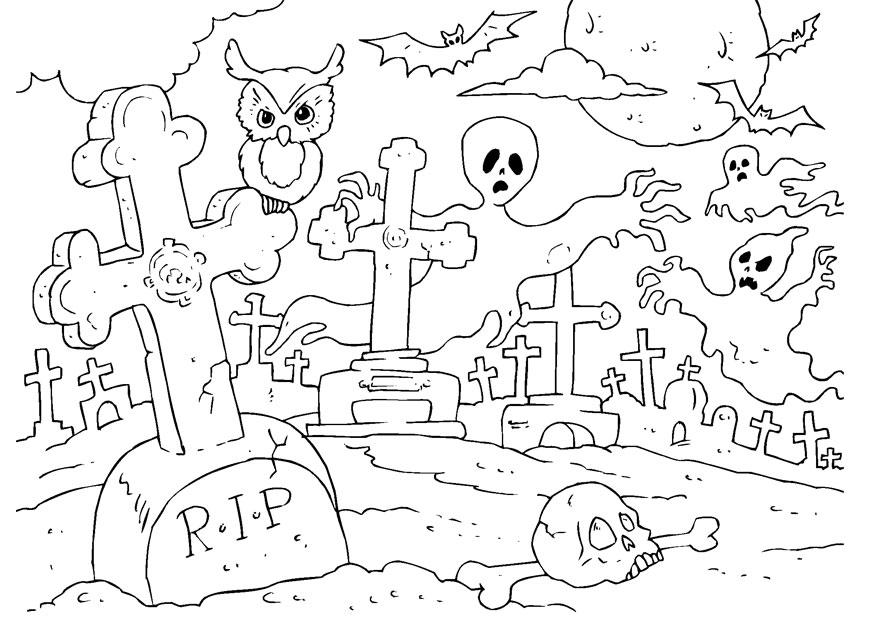 Coloriage cimetiA¨re halloween