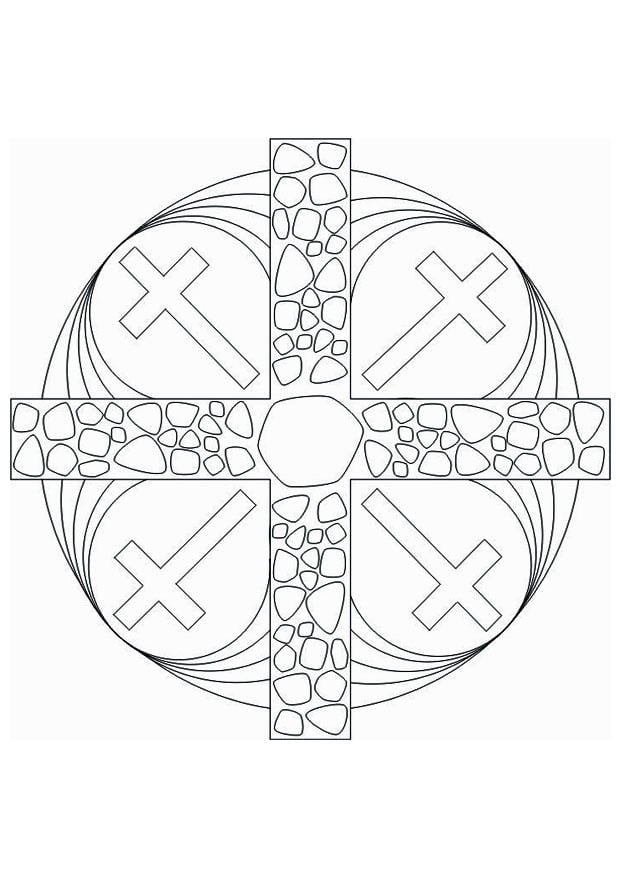 Coloriage croix mandala