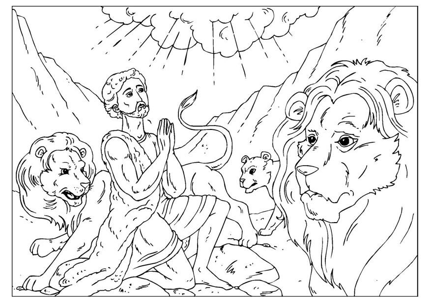 Coloriage daniel dans la fosse aux lions