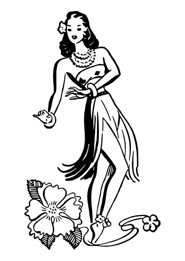 Coloriage danseuse de hula