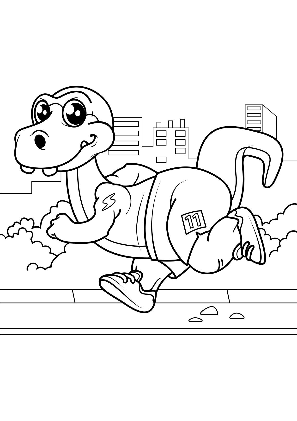 Coloriage dinosaure fait du jogging