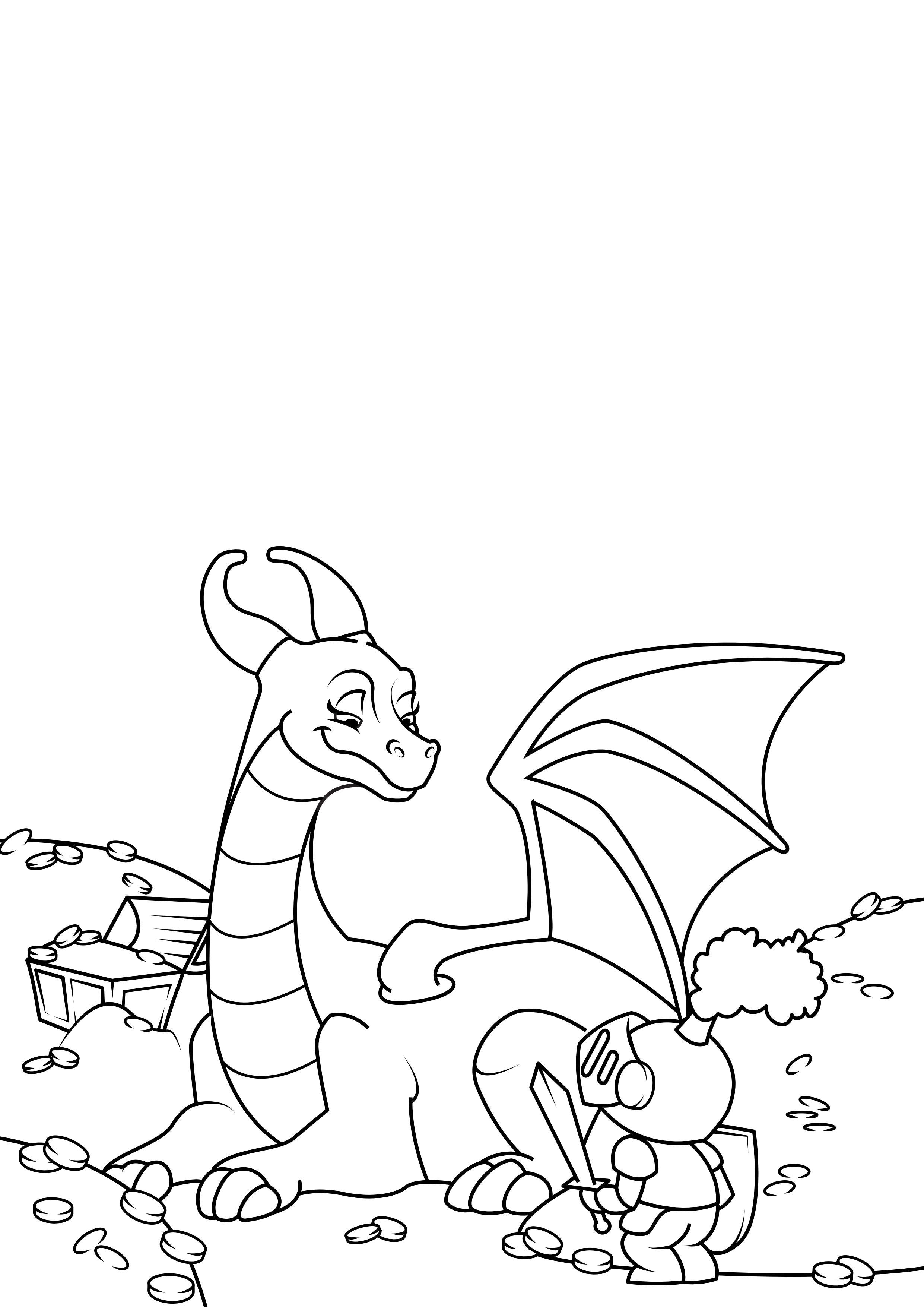 Coloriage dragon protA¨ge le trA©sor