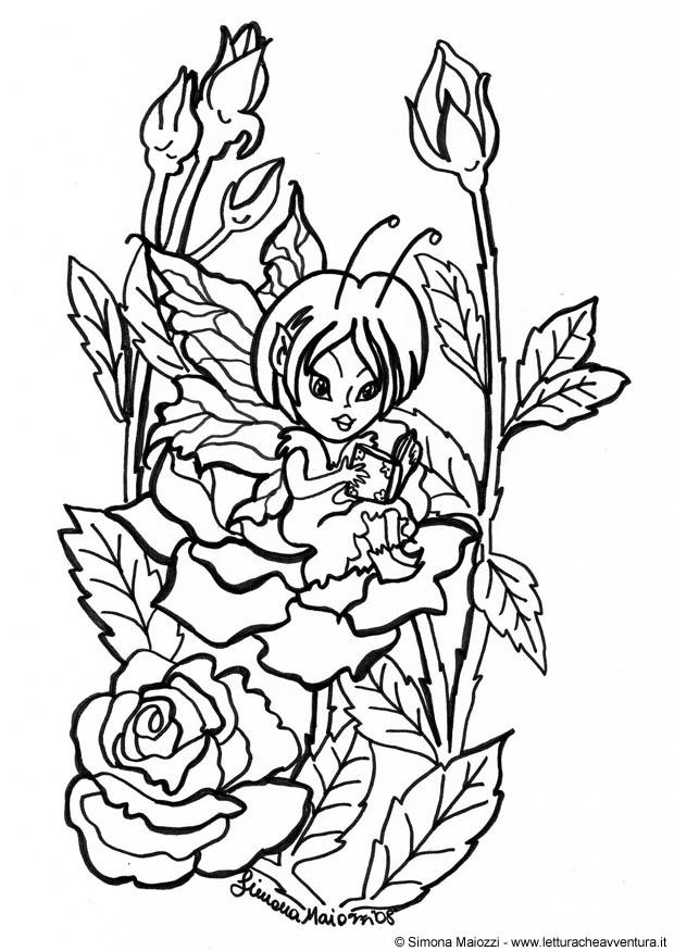 Coloriage fA©e entre les roses