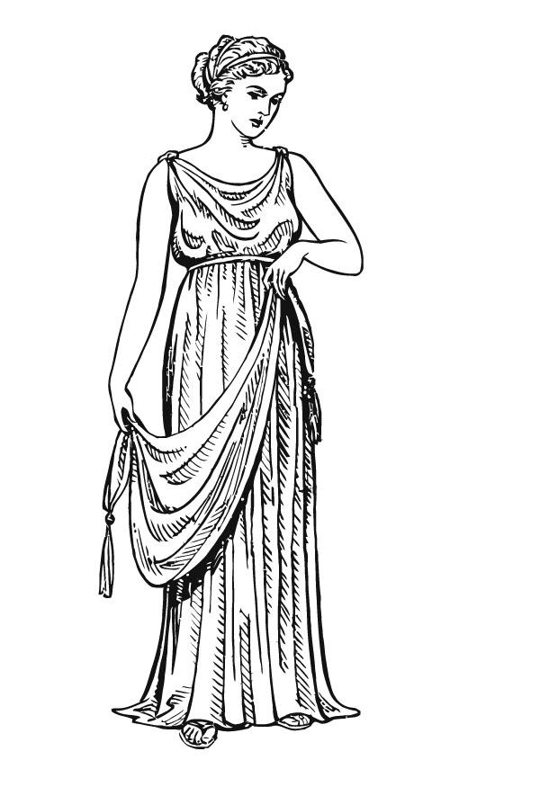 Coloriage femme grecque avec vAªtement chiton