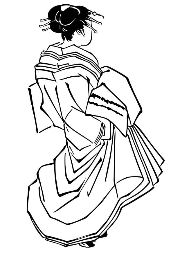 Coloriage femme japonaise