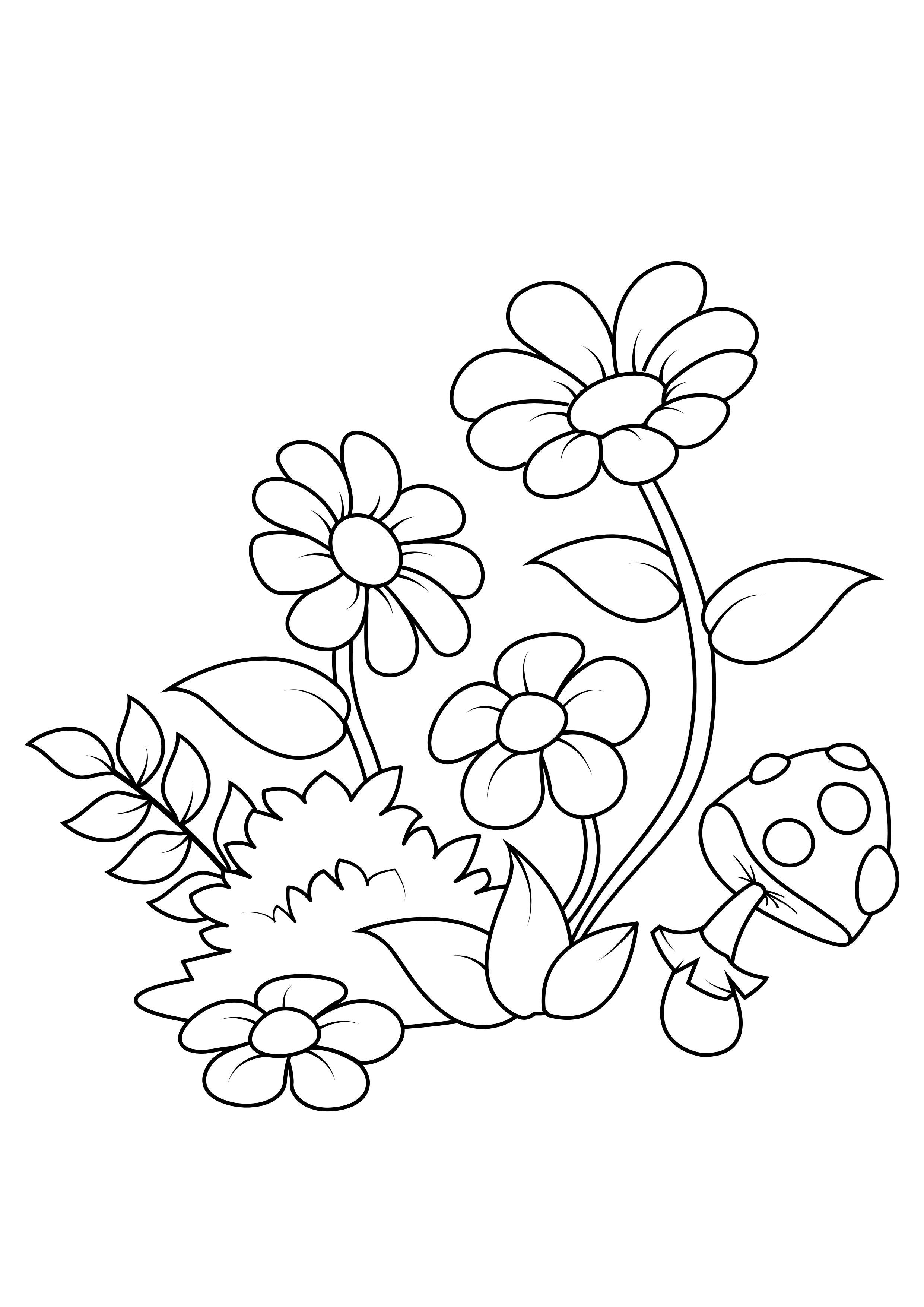 Coloriage fleurs dans la forAªt