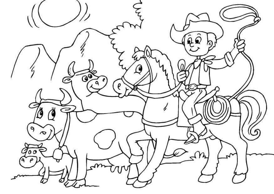 Coloriage garder les vaches