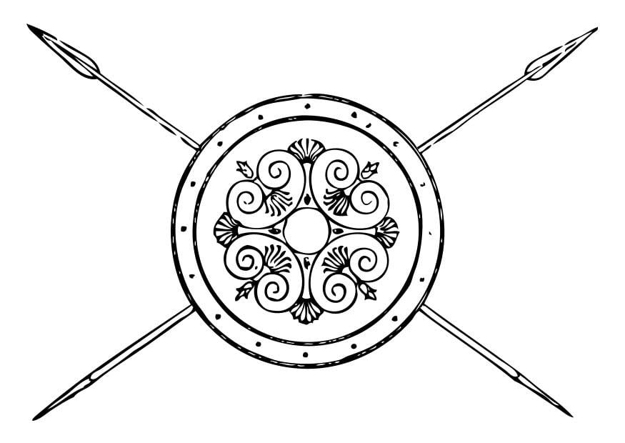 Coloriage javelot et bouclier grA¨cs