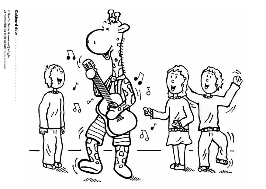 Coloriage jules et ses amis jouent de la musique