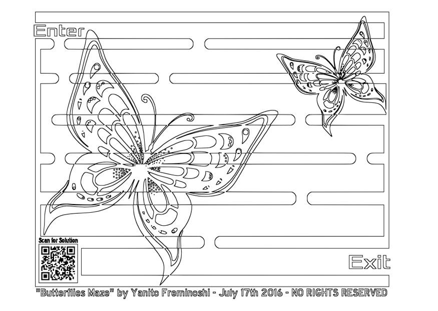 Coloriage labyrinthe - papillon