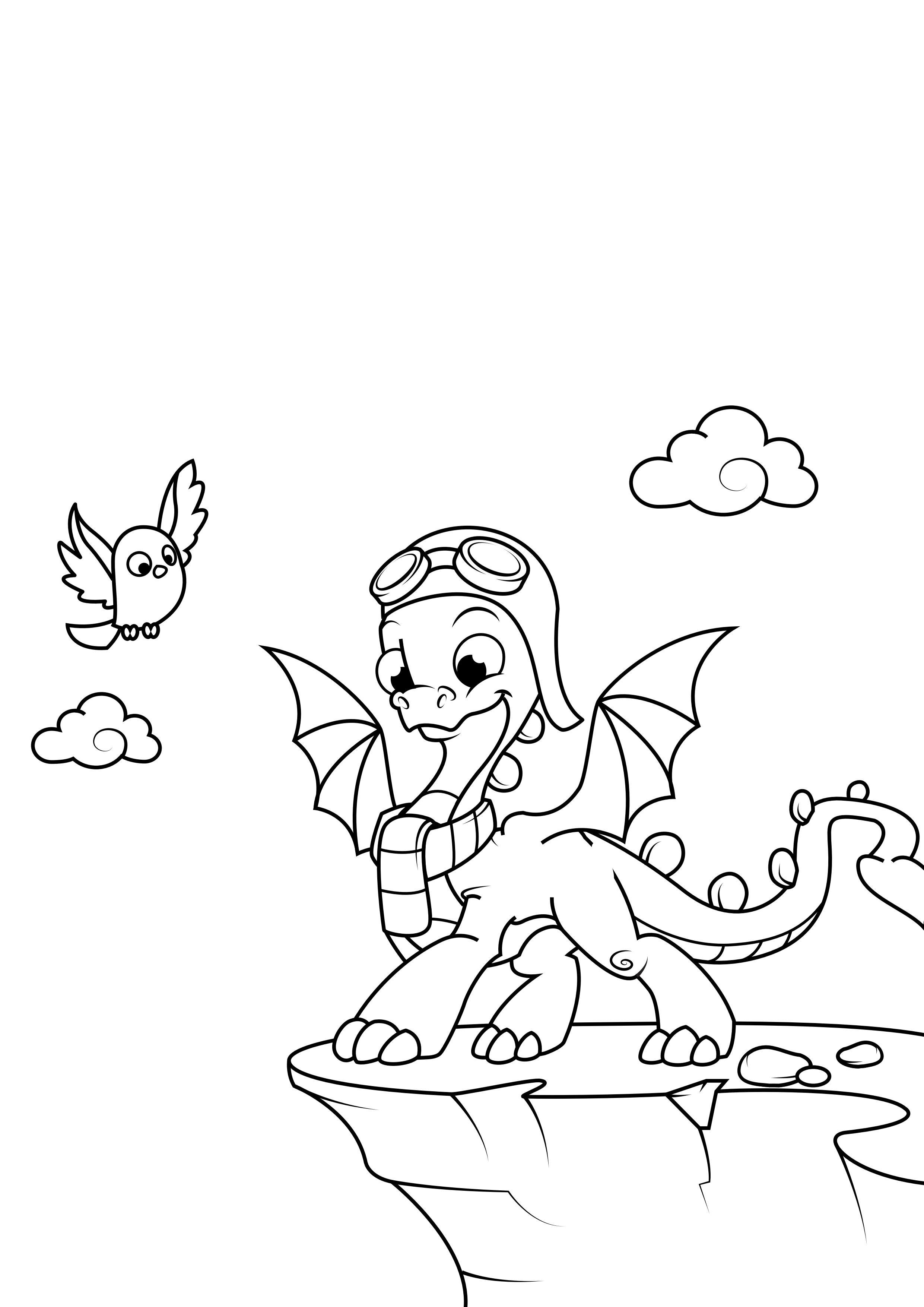 Coloriage le dragon va voler