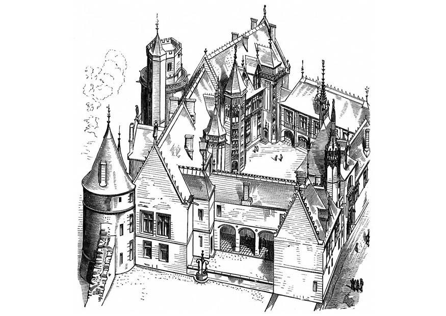 Coloriage maison en france - bourges 1443