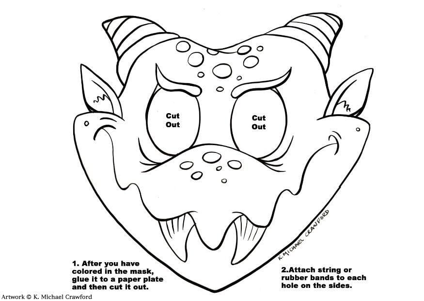 Coloriage masque de dragon