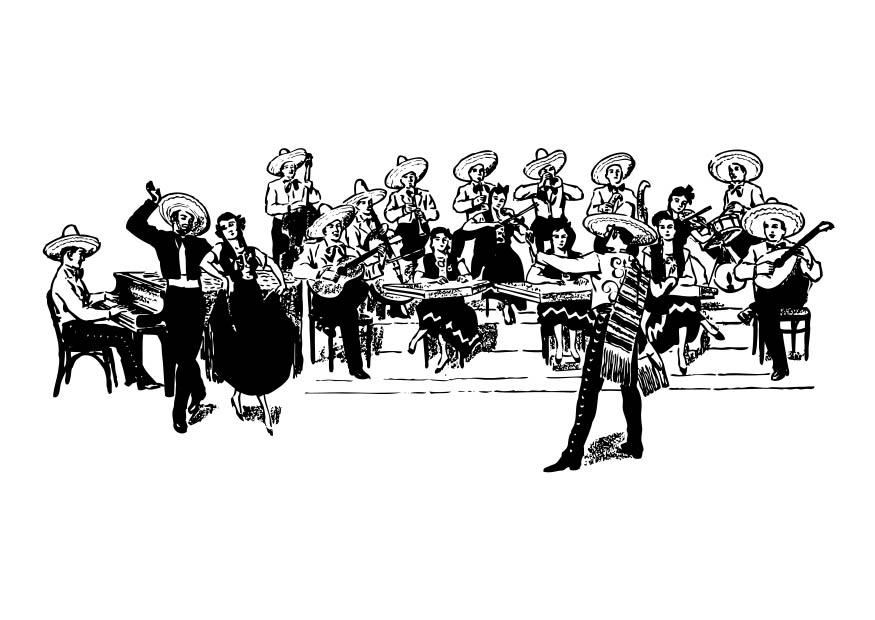 Coloriage orchestre mexicain