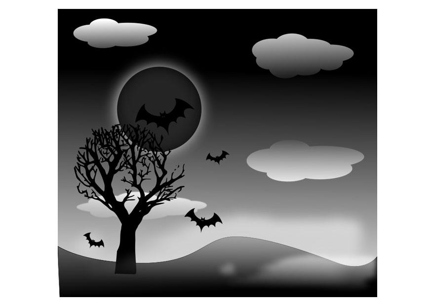 Coloriage paysage halloween