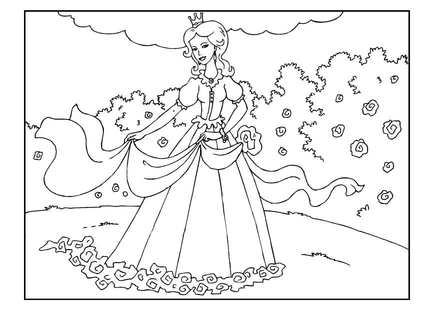 Coloriage princesse dans le jardin