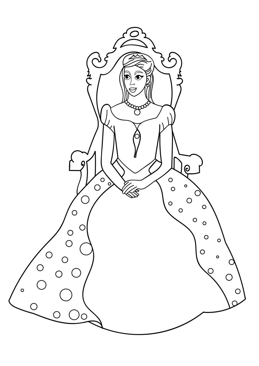 Coloriage princesse sur le trA´ne