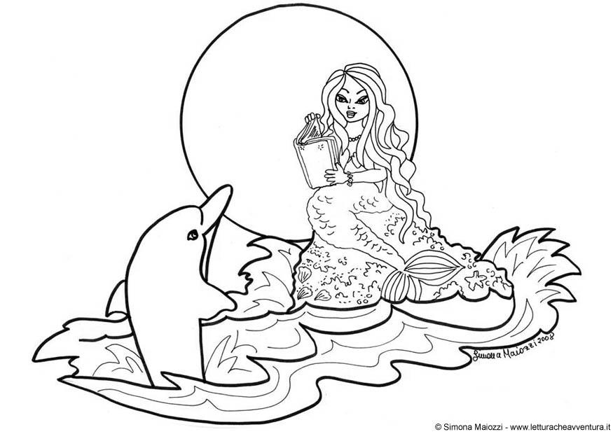 Coloriage sirA¨ne avec dauphin