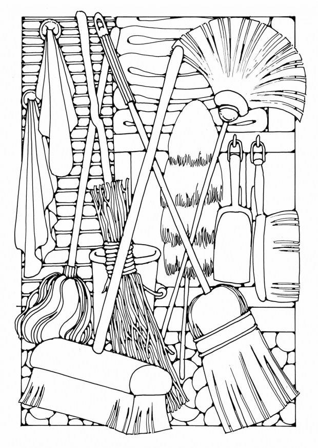 Coloriage ustensiles de nettoyage