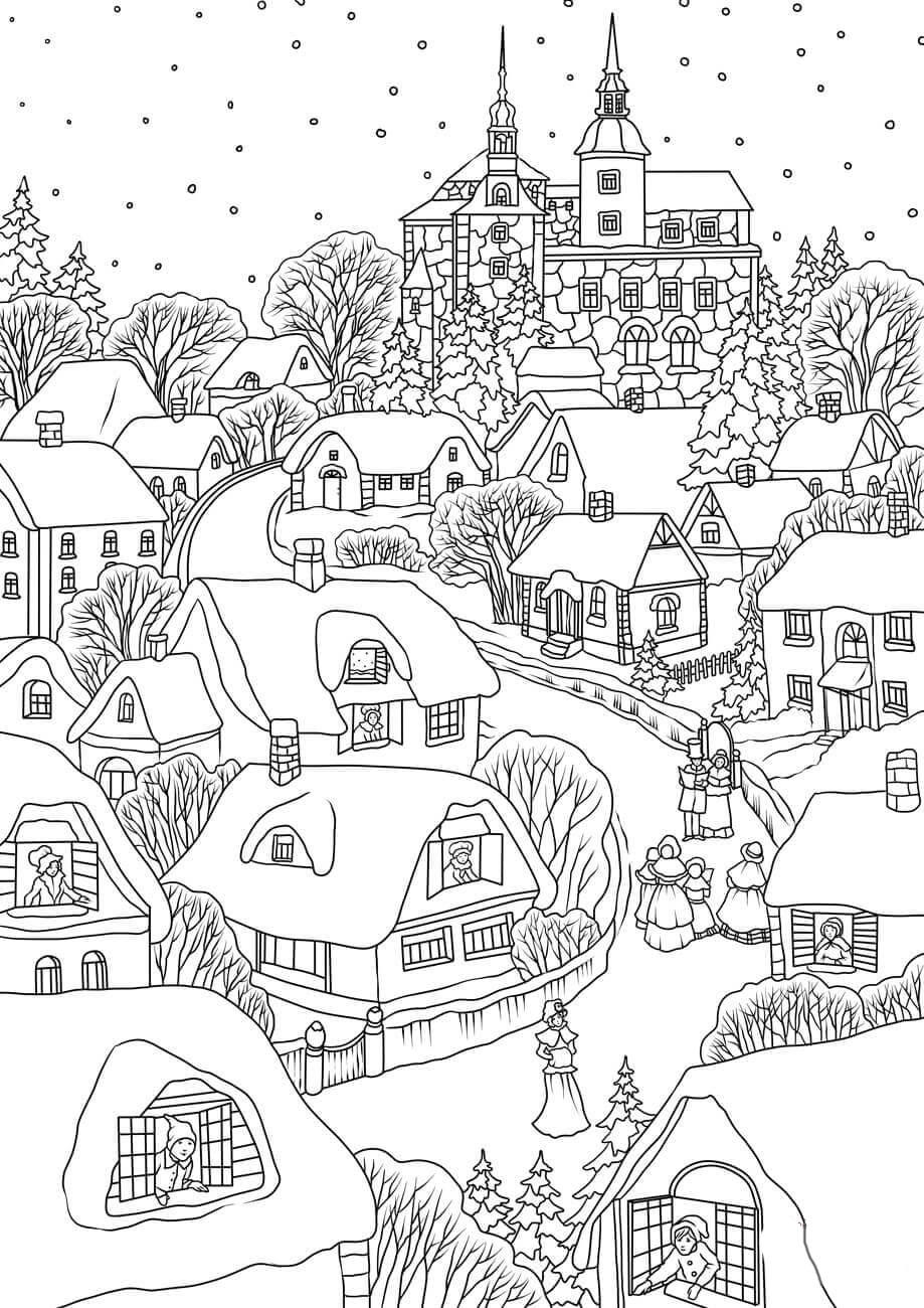 Coloriage village de noA«l