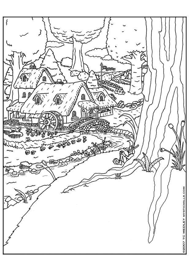 Coloriage village des farfadets