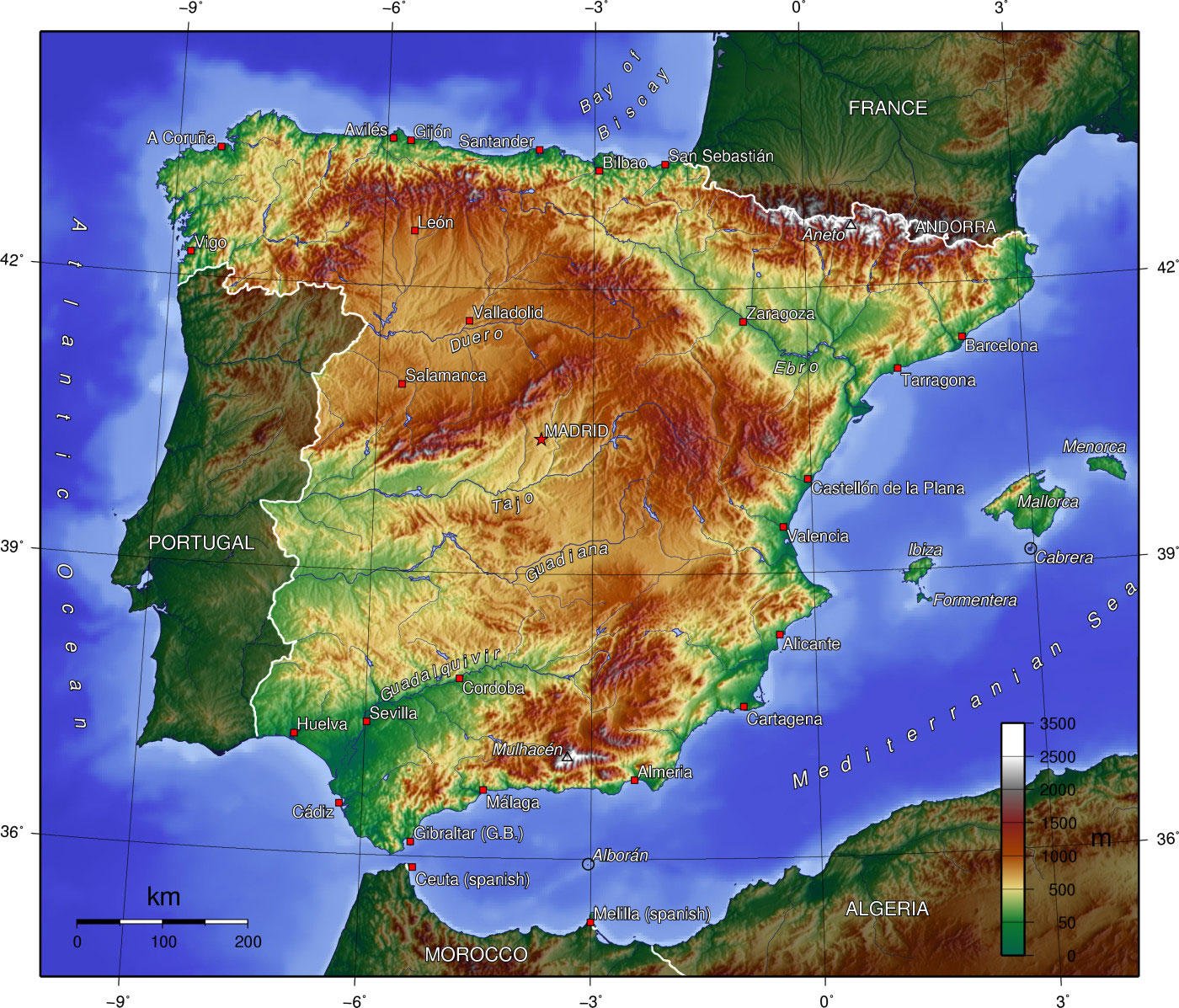 Image espagne topographie