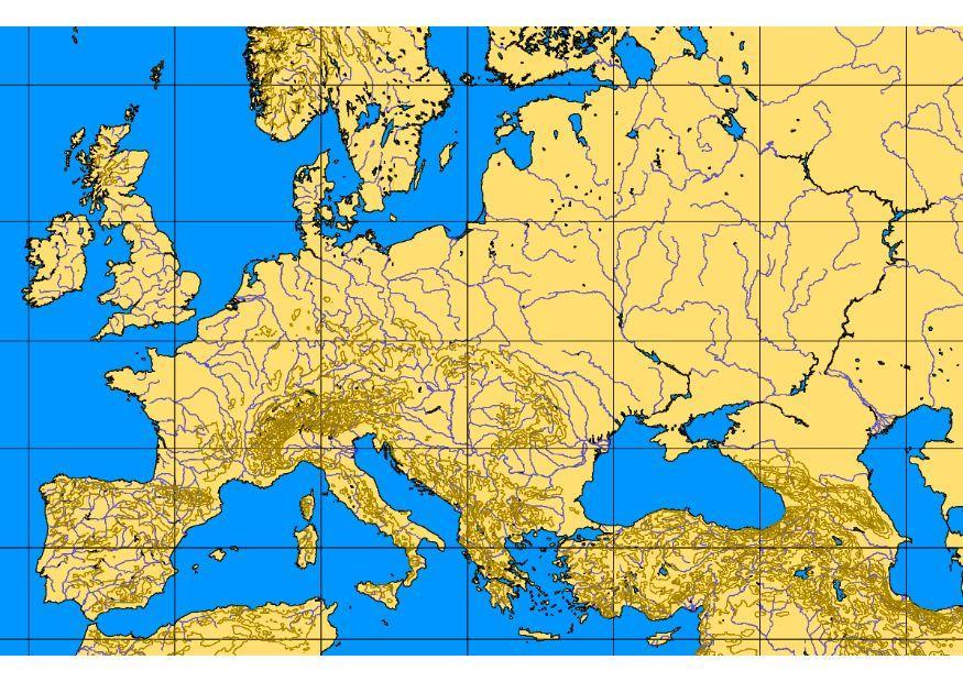 Image leurope avec les grandes lignes et les riviA¨res