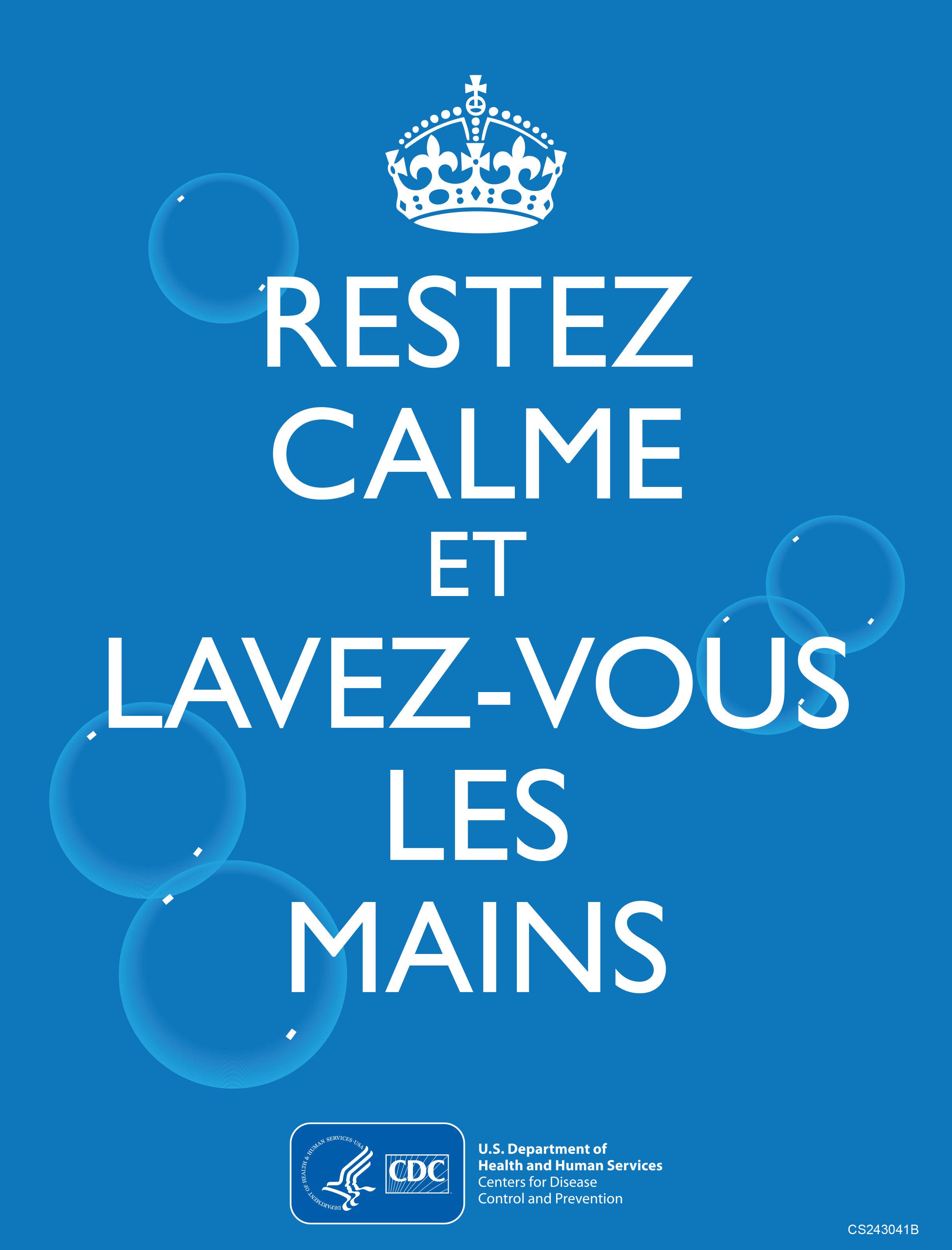 Image restez calme et lavez-vous les mains