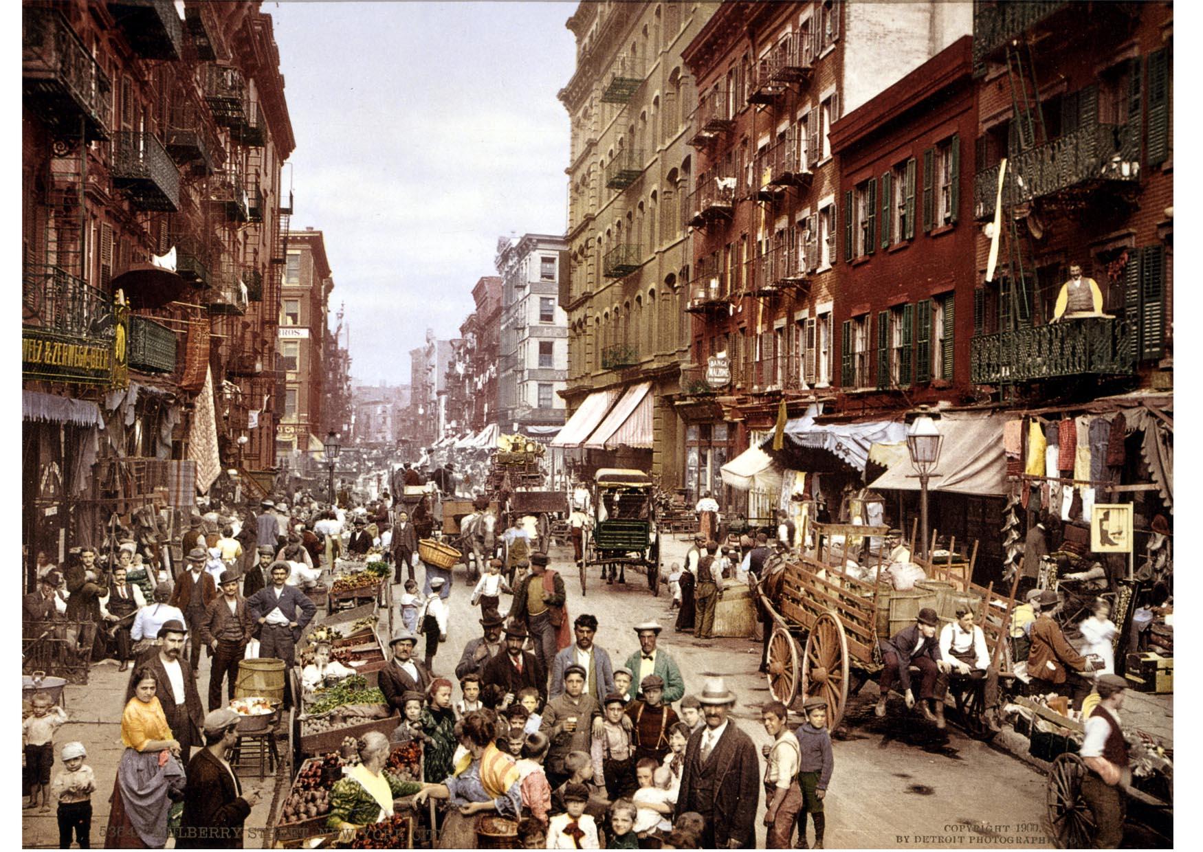 Photo new york, rue mulberry en 1900