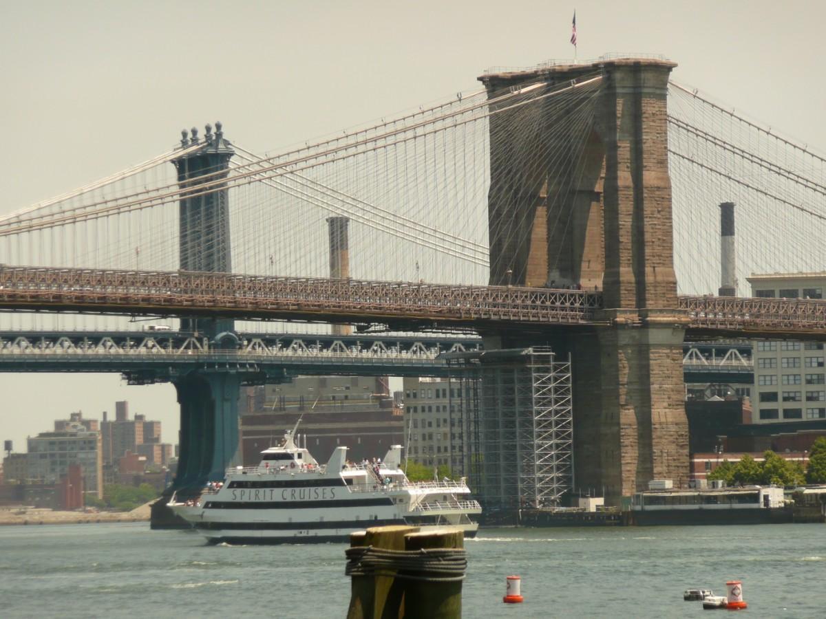 Photo new york - brooklyn bridge and manhattan bridge